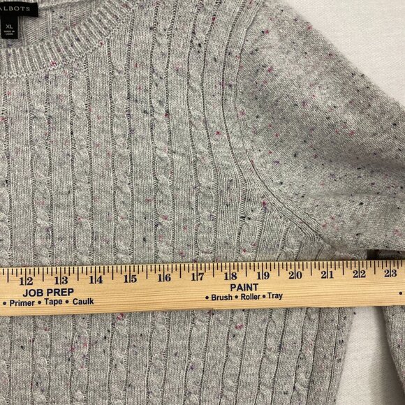 Talbots Gray Confetti Crew Neck Textured Knit Pullover Cozy Sweater XL Preppy - Picture 6 of 9